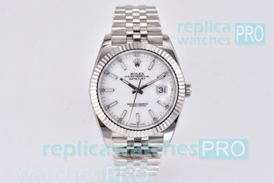 Clean Factory Swiss Replica Rolex Datejust 41 White Dial Jubilee Watch